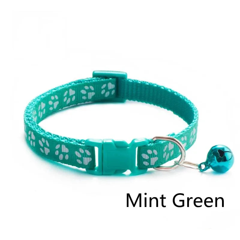 1/6/18pcs Collar With Bell Footprints Colorful Adjustable Bell Ring Necklace Pet