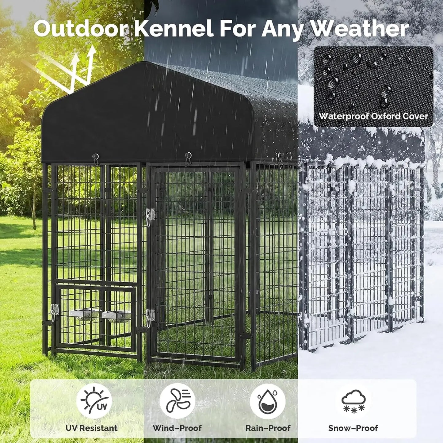 Heavy Duty 8x4x6FT Dog Kennel For Outdoors,