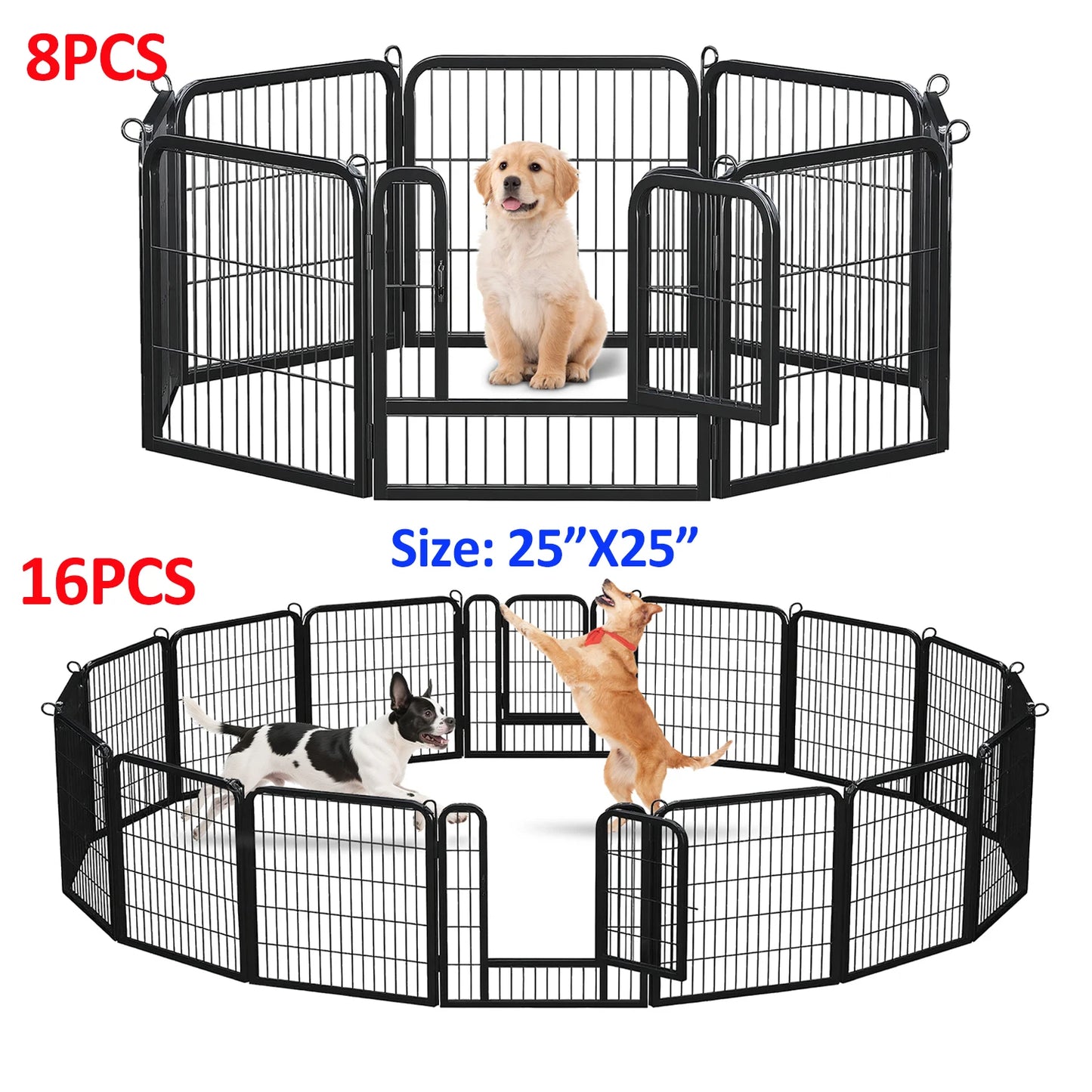 Dog Playpen with Door, Outdoor/Indoor Foldable Metal Fence