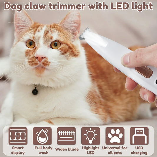 LED Dog Paw Trimmer – Waterproof Grooming Clipper with 18mm Wide Blade