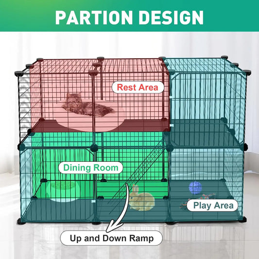 41-Panel Small Animal Playpen with 2 Doors, 35.4x23.6x23.6 Inches,