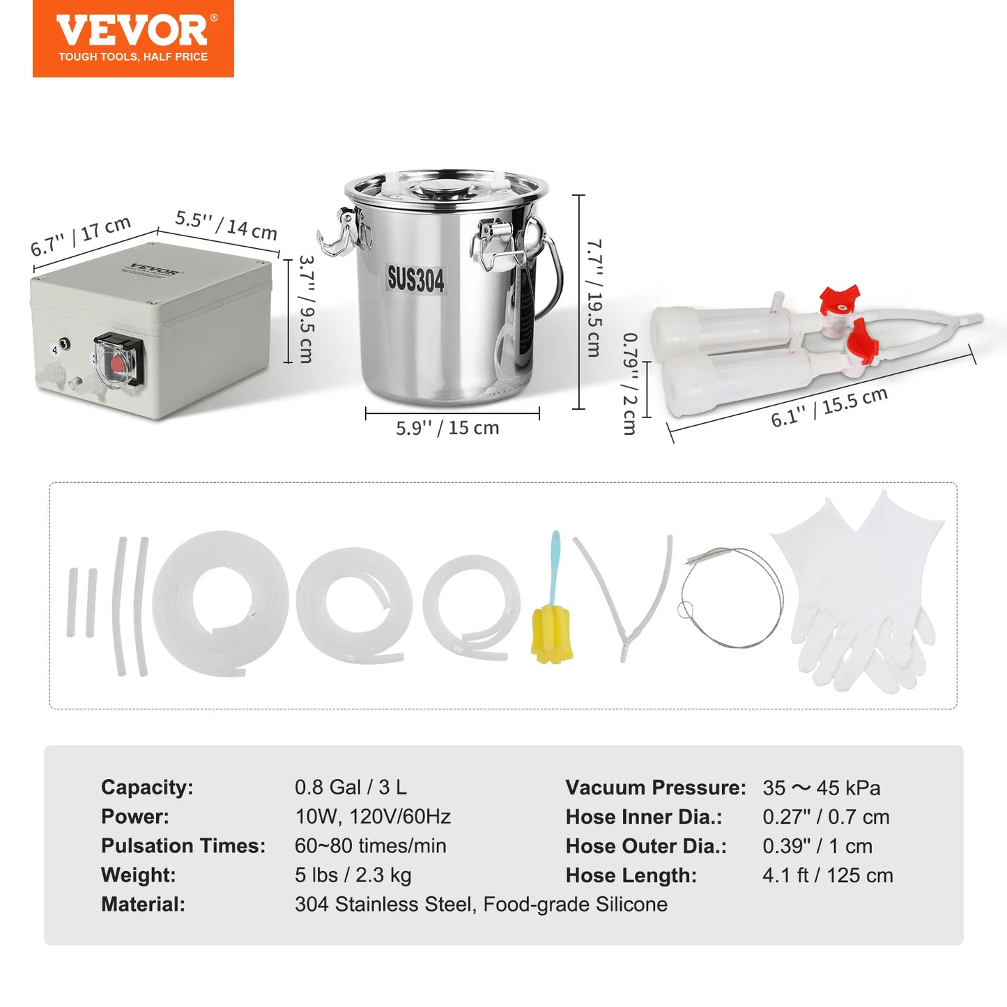 Milking Machine Stainless Steel Automatic Pulsation Cup Tubes