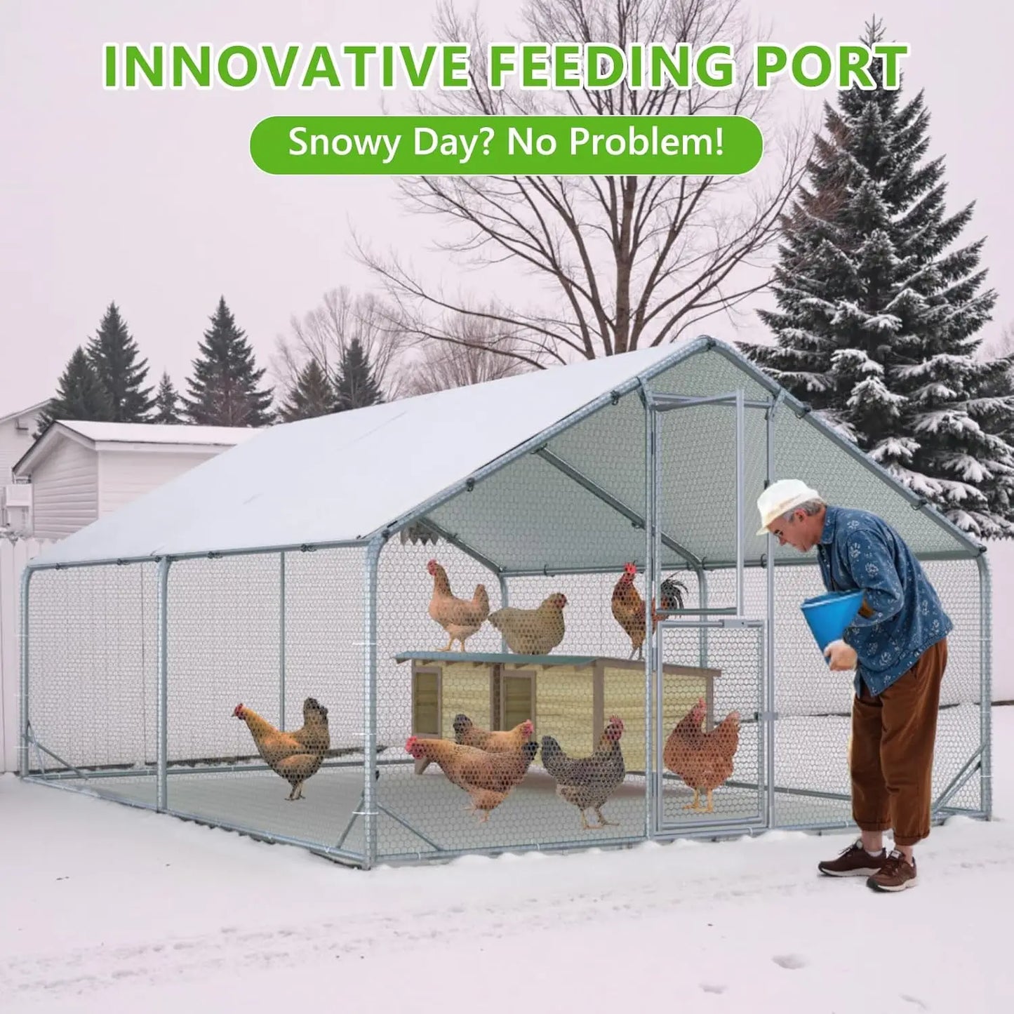 Metal Chicken Coop with Anti‑UV Cover – Walk‑In Outdoor Pen