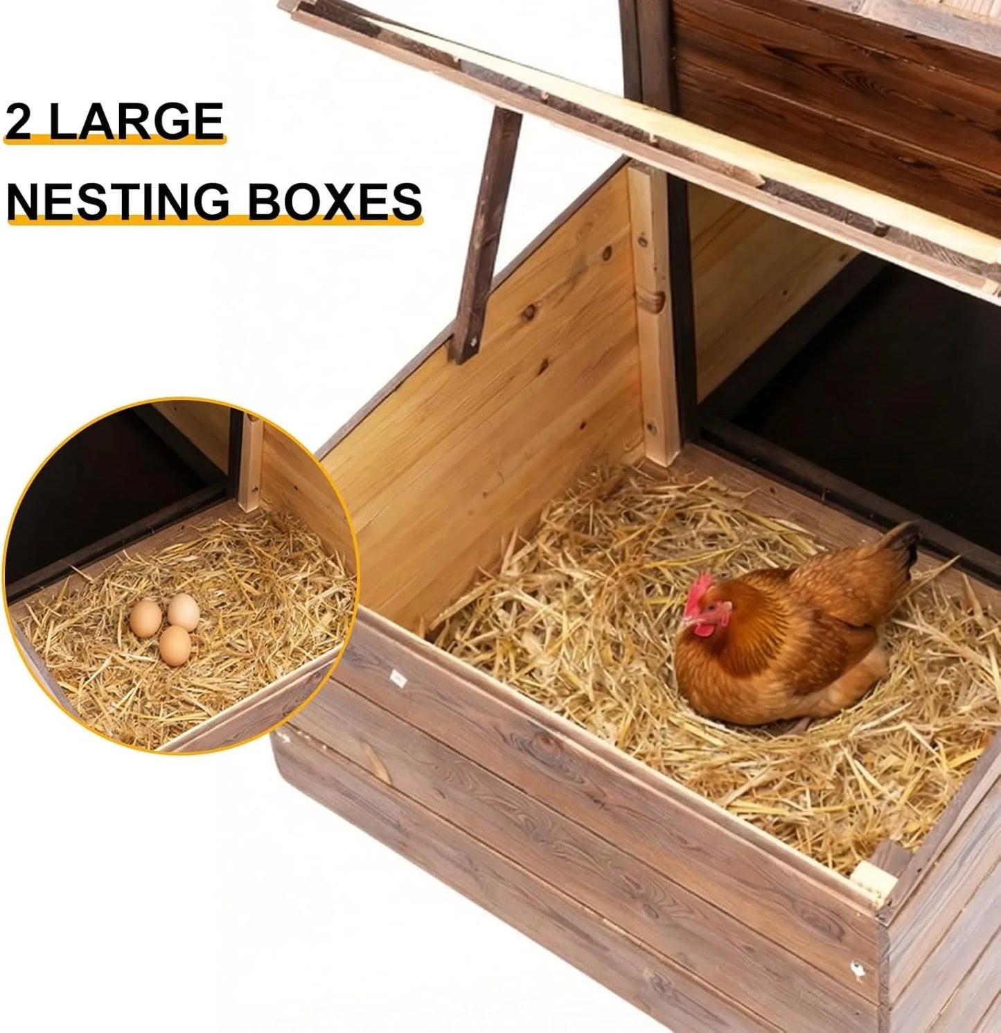 Wooden Chicken Coop with 2 Nesting Boxes