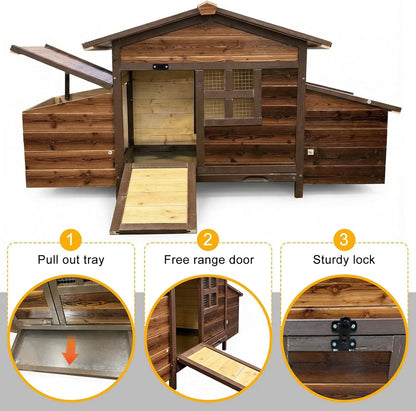 Wooden Chicken Coop with 2 Nesting Boxes