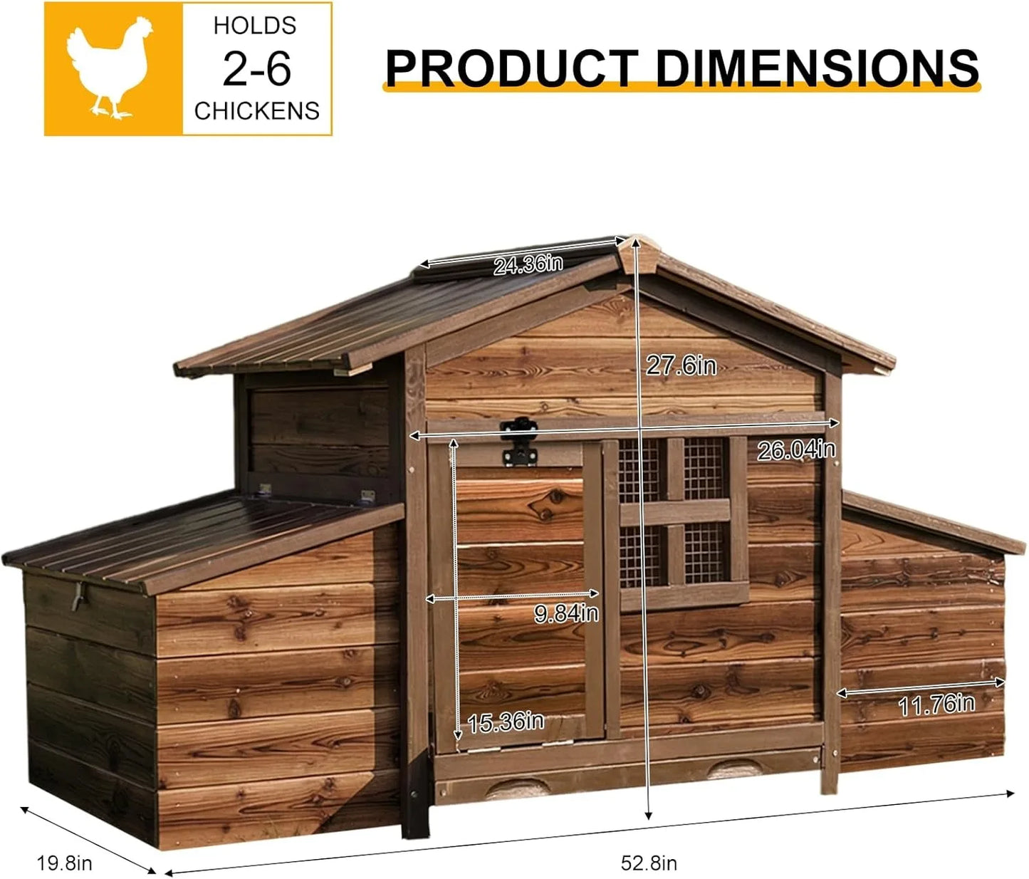 Wooden Chicken Coop with 2 Nesting Boxes