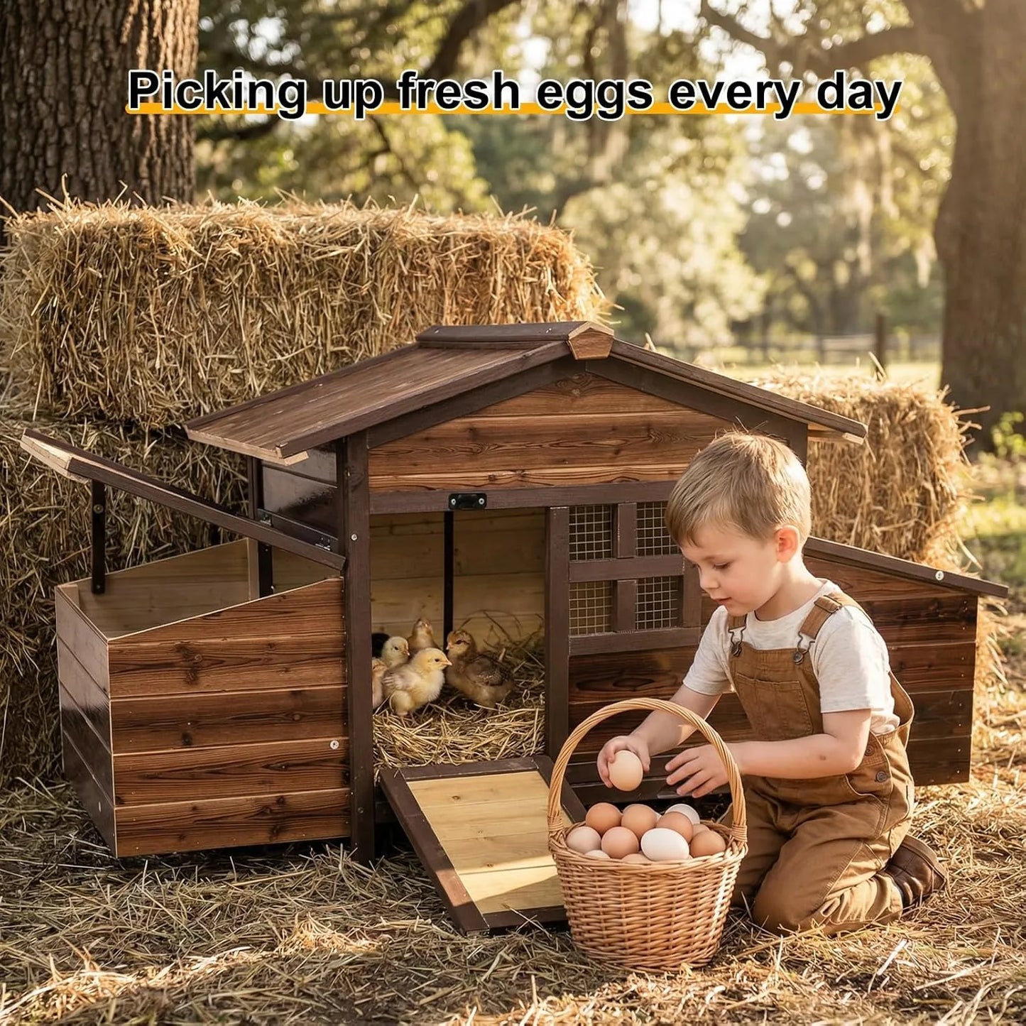 Wooden Chicken Coop with 2 Nesting Boxes
