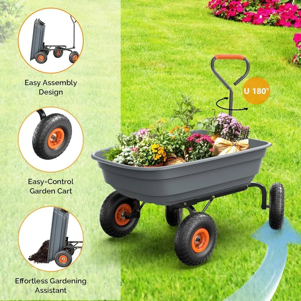 Dump Cart Wagon, 600LBS Quick-Release