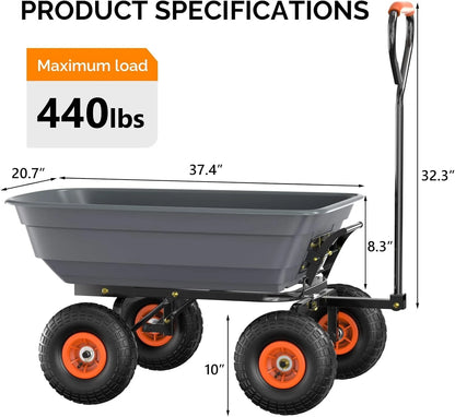 Dump Cart Wagon, 600LBS Quick-Release