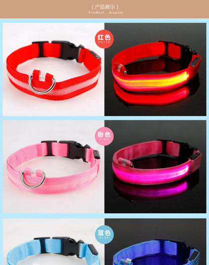 Leopard LED Dog Collar Luminous Adjustable Glowing Collar