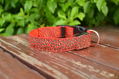 Leopard LED Dog Collar Luminous Adjustable Glowing Collar