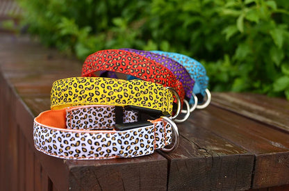 Leopard LED Dog Collar Luminous Adjustable Glowing Collar