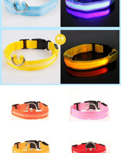 Leopard LED Dog Collar Luminous Adjustable Glowing Collar