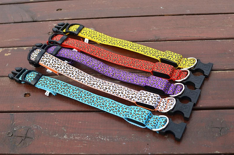 Leopard LED Dog Collar Luminous Adjustable Glowing Collar