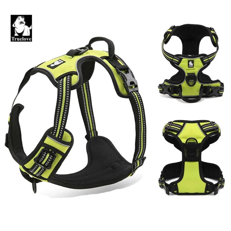 Dog harness with multiple angles on a white background, featuring the Truelove brand.