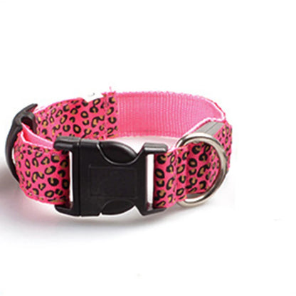 Leopard LED Dog Collar Luminous Adjustable Glowing Collar