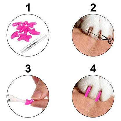 Cat Nail Protector Cover With Free Adhesive Glue + Applicator  20pcs/lot for Kitten