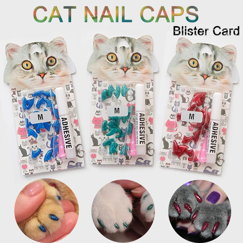 Cat Nail Protector Cover With Free Adhesive Glue + Applicator  20pcs/lot for Kitten
