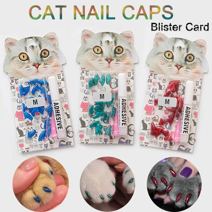 Cat Nail Protector Cover With Free Adhesive Glue + Applicator  20pcs/lot for Kitten