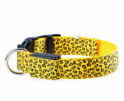 Leopard LED Dog Collar Luminous Adjustable Glowing Collar