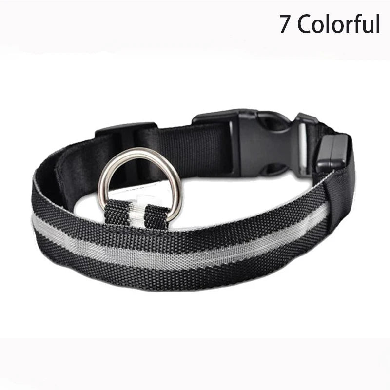 Leopard LED Dog Collar Luminous Adjustable Glowing Collar