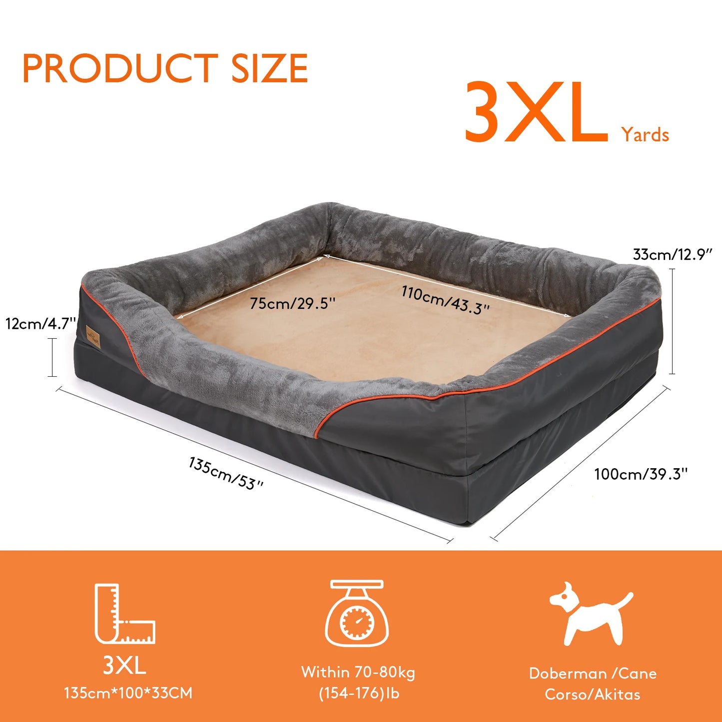 Large Dog waterproof Bed Comfortable Anti Allergy Washable