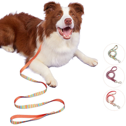 Colorful Silk-Print Cat & Dogs Lead Rope Fashion Nylon Dog Leashes