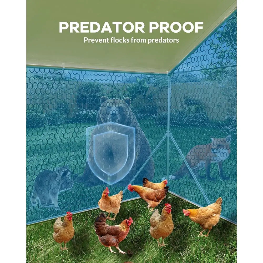 Walk-in Chicken Coop with Waterproof UV-Resistant Cover and Run
