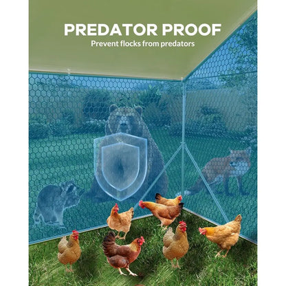 Walk-in Chicken Coop with Waterproof UV-Resistant Cover and Run