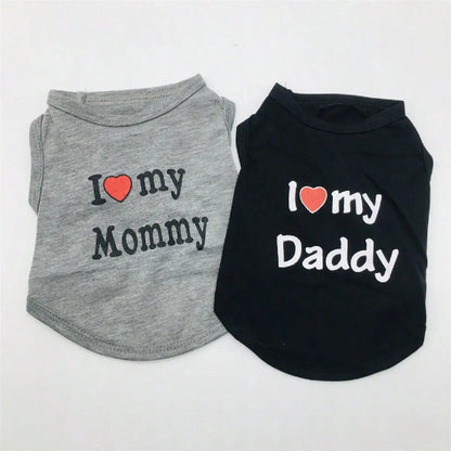 Dog Vest, "I Love My Daddy" Puppy T-Shirt, Summer Sleeveless Vest