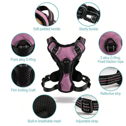 Pet Reflective Nylon Dog Collars Harness Vests Leash Adjustable