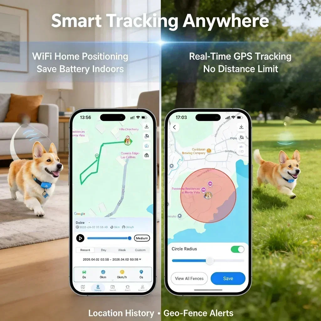 GPS Pet Tracker 4G Built-in SIM with Real-Time WiFi  Plan Required