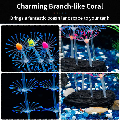 Glowing Silicone Coral Aquarium Decor with Suction Cups