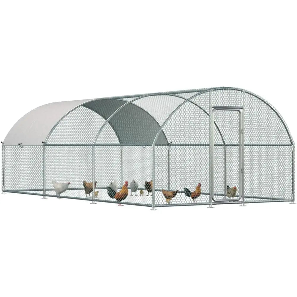 Outdoor Chicken Run with Cover, 19.5x10x6.4ft