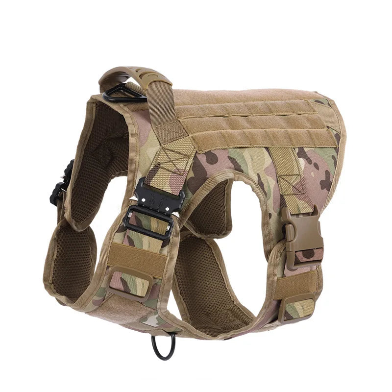 Camouflage dog harness on a white background