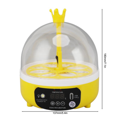 Yellow egg incubator with a clear dome on a white background