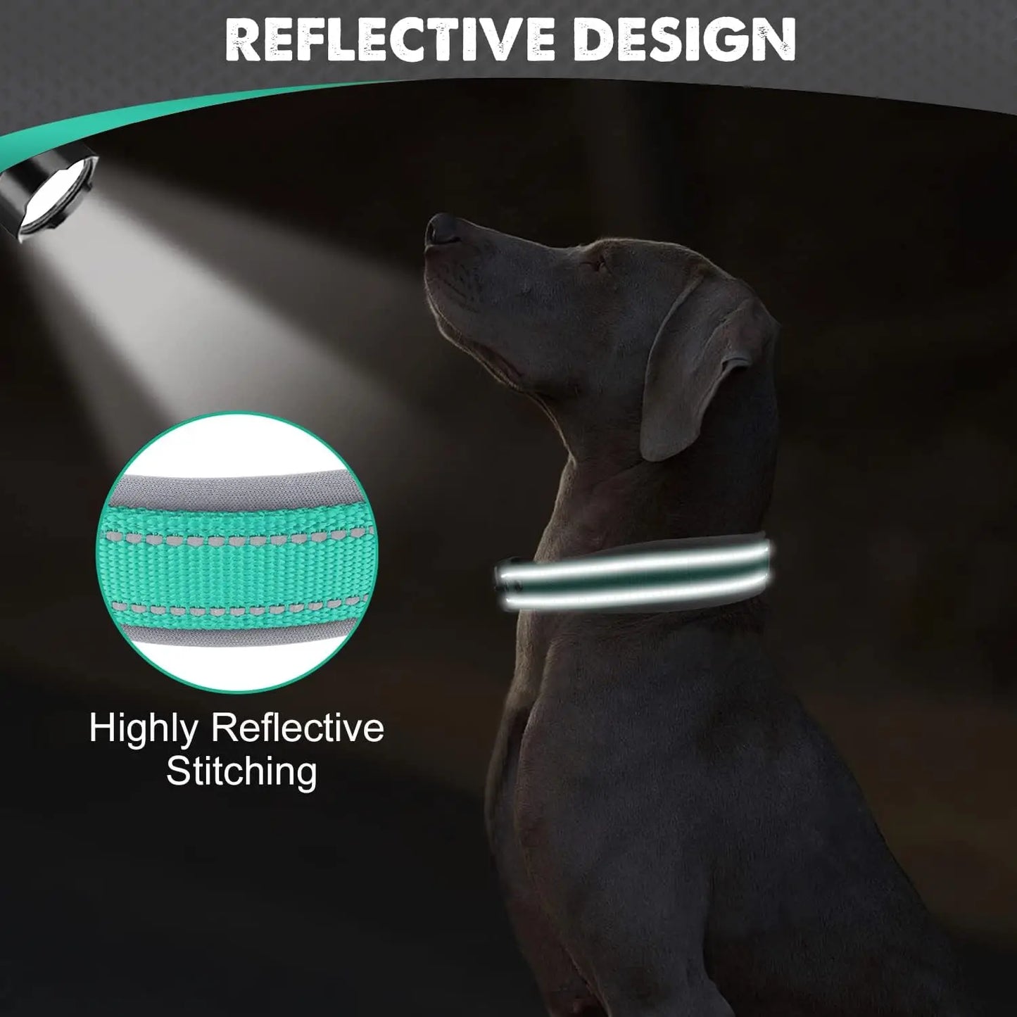 Padded Dog Collars Reflective Adjustable Heavy Duty Nylon Neoprene