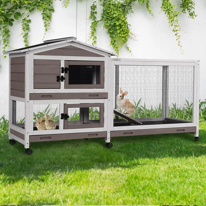 2-Story Rabbit Hutch Full Metal Frame- 62" with 6 locking casters