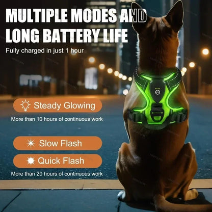 Led luminous Dog Harness No Pull Adjustable Rechargeable