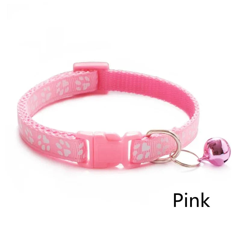 1/6/18pcs Collar With Bell Footprints Colorful Adjustable Bell Ring Necklace Pet
