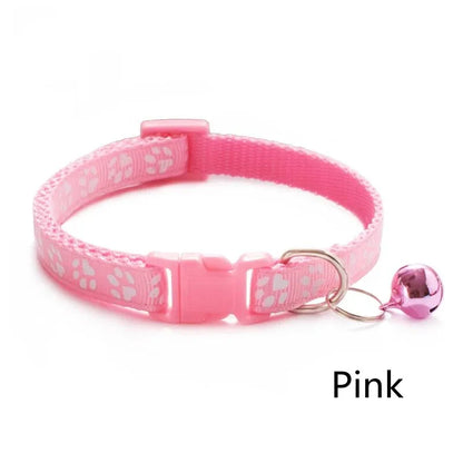 1/6/18pcs Collar With Bell Footprints Colorful Adjustable Bell Ring Necklace Pet