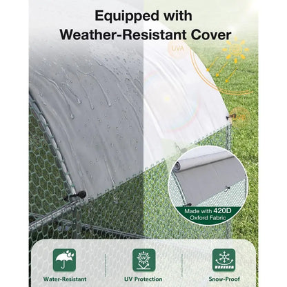 Outdoor Chicken Run with Cover, 19.5x10x6.4ft