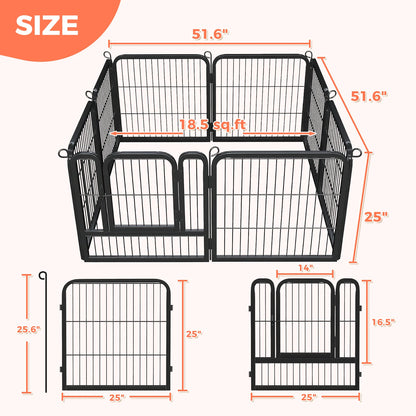 Dog Playpen with Door, Outdoor/Indoor Foldable Metal Fence