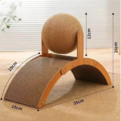 2 In 1, Cat Scratching Ball Wooden Cat Scratcher