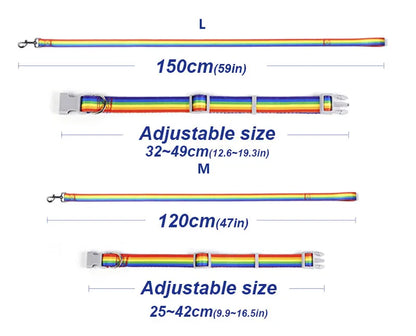 Rainbow Dog Rope Large Medium And Small, Traction Rope Snap On Pet Collar