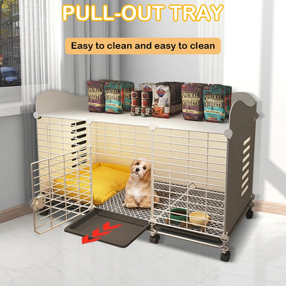 Kennel with Wheels & Tray Indoor  Wired Cage  Small/Medium dog