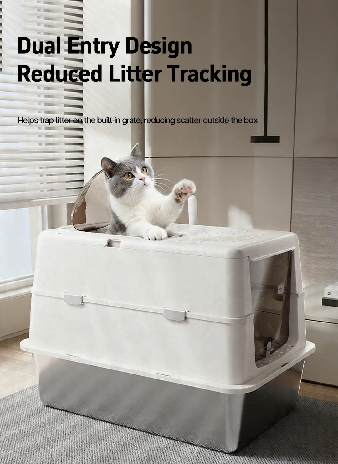 Stainless Steel Cat Litter Box with Flip Cover