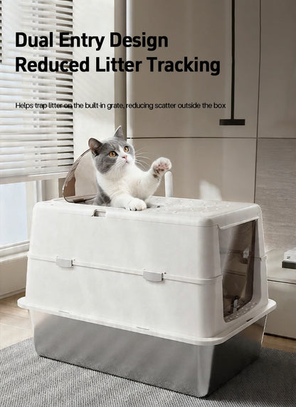 Stainless Steel Cat Litter Box with Flip Cover
