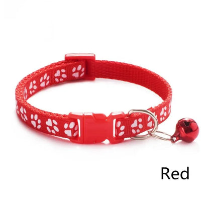 1/6/18pcs Collar With Bell Footprints Colorful Adjustable Bell Ring Necklace Pet
