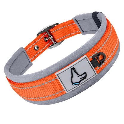 Padded Dog Collars Reflective Adjustable Heavy Duty Nylon Neoprene